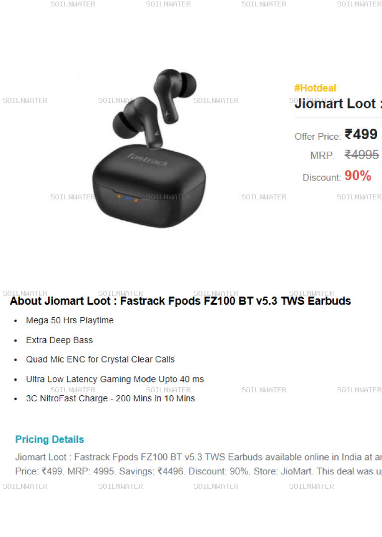Fastrack Fpods FZ100 BT v5.3 TWS Earbuds